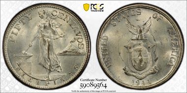 1944-S 50C KM-183  Ag MS63