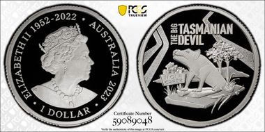 2023 $1 Big Tasmanian Devil Ag Aussie Big Things PR70DCAM