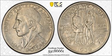 1936-D 50C Boone AU53