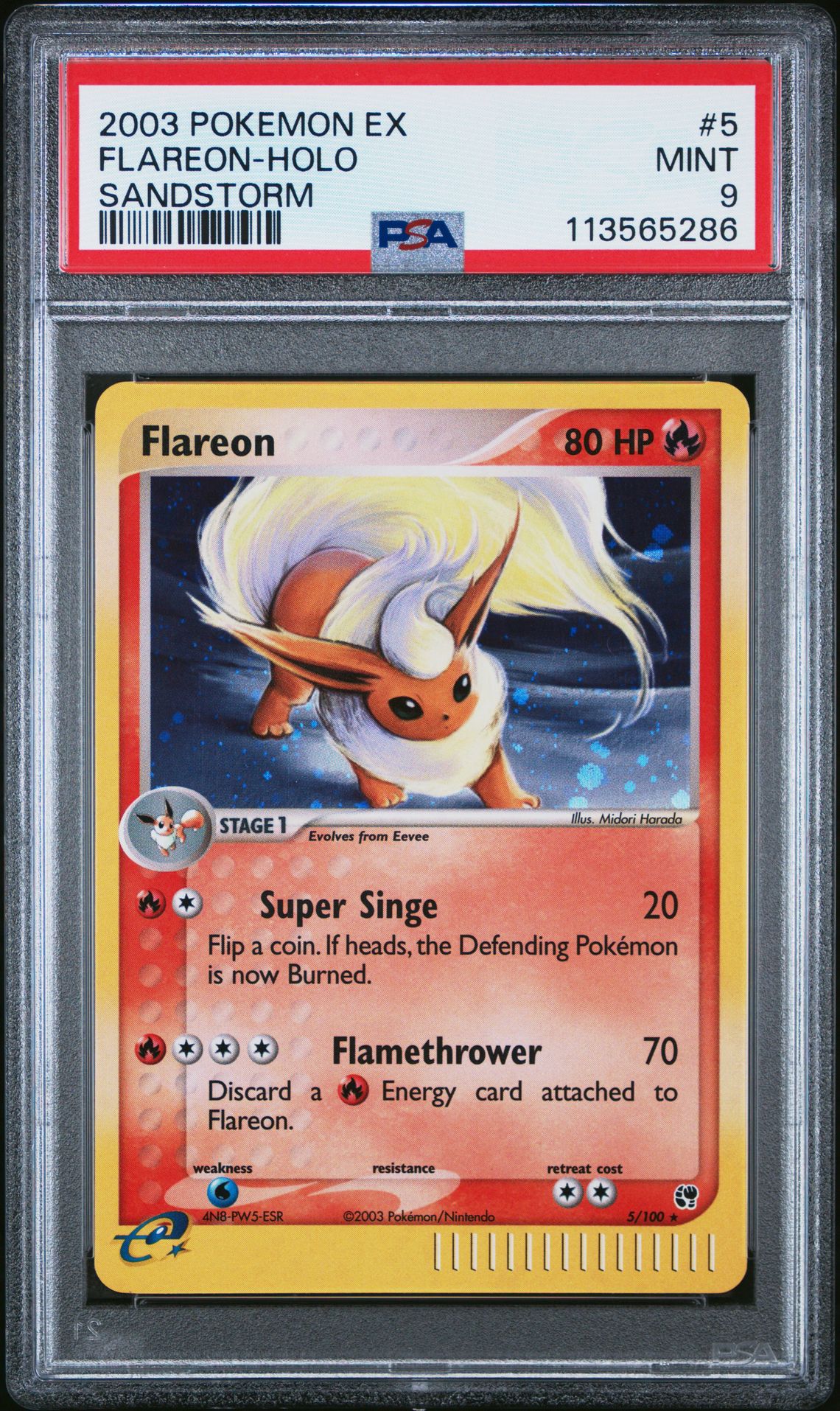 2003 Pokemon POKEMON EX SANDSTORM #5 Flareon-Holo front