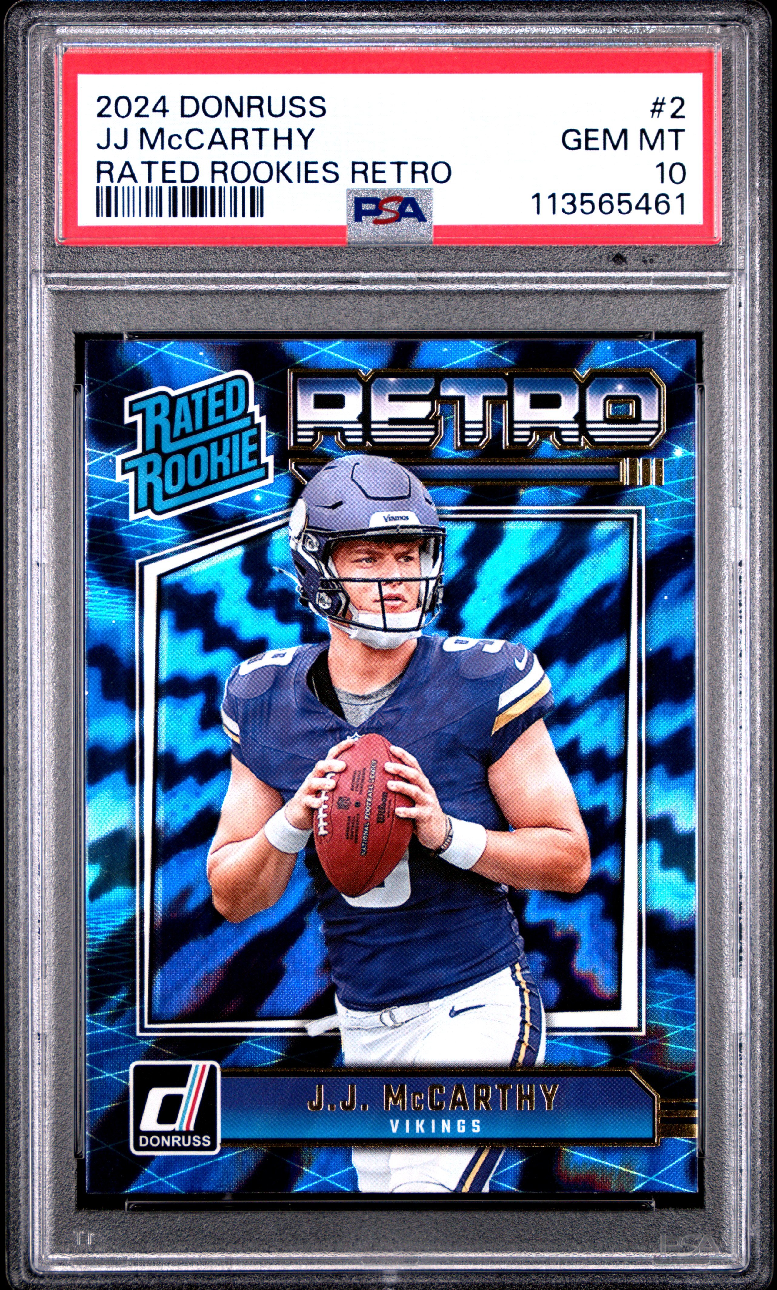 2024 #2 JJ McCarthy PSA 10 Panini Donruss Rated Rookies Retro
