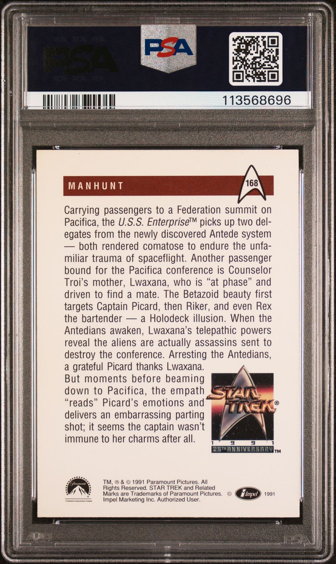 1991 Impel Star Trek 25Th Anniversary #168 (Manhunt-25Th Anniv.) N0: Authentic back