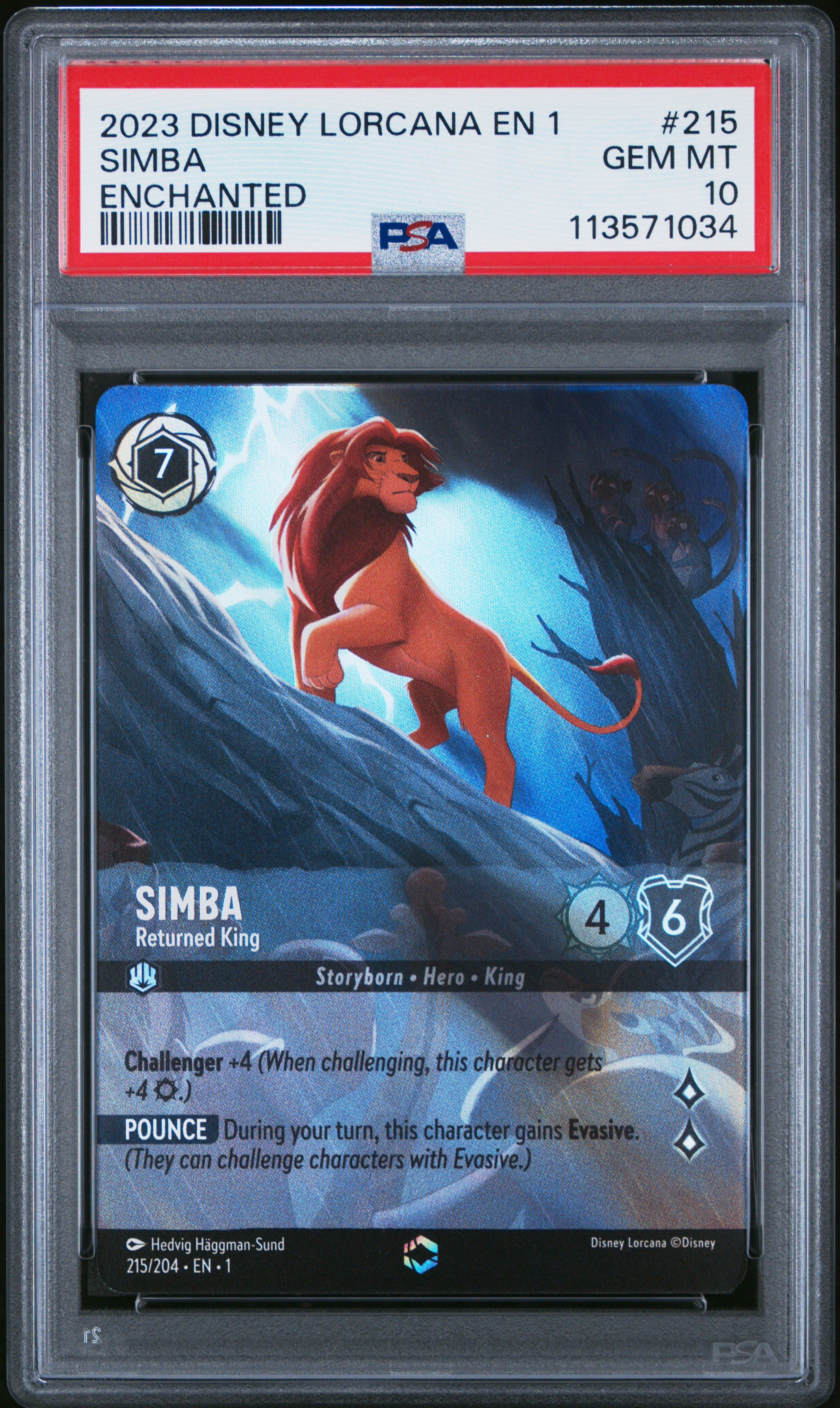 Image of Disney Lorcana Simba #215 PSA 10