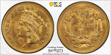 1878 $3 MS63