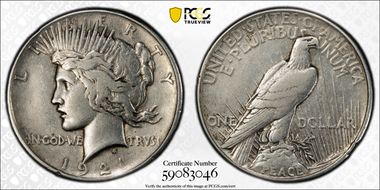 1921 $1 High Relief, Peace VF35