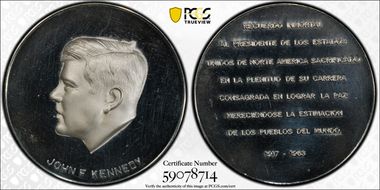 1963 Medal John F. Kennedy Memorial Ag Spanish Legend 40mm SP63
