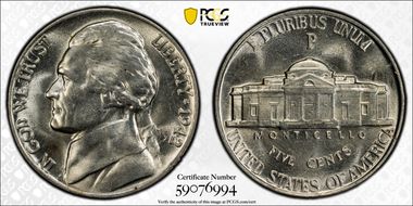 1942-P/P 5C Silver, RPM, FS-501 MS65