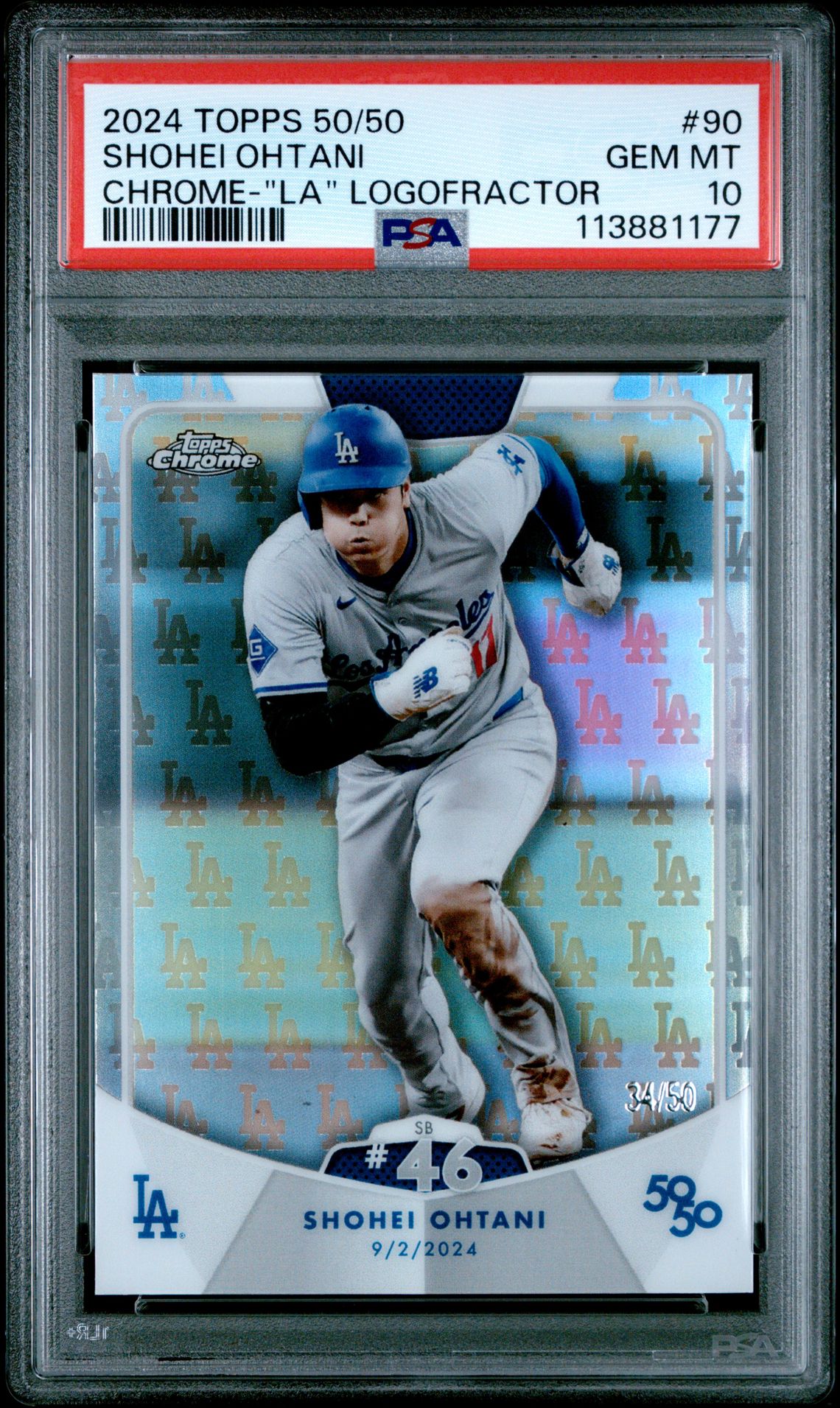 2024 Topps TOPPS 50/50 SHOHEI OHTANI CHROME-"LA" LOGOFRACTOR #90 Shohei Ohtani front