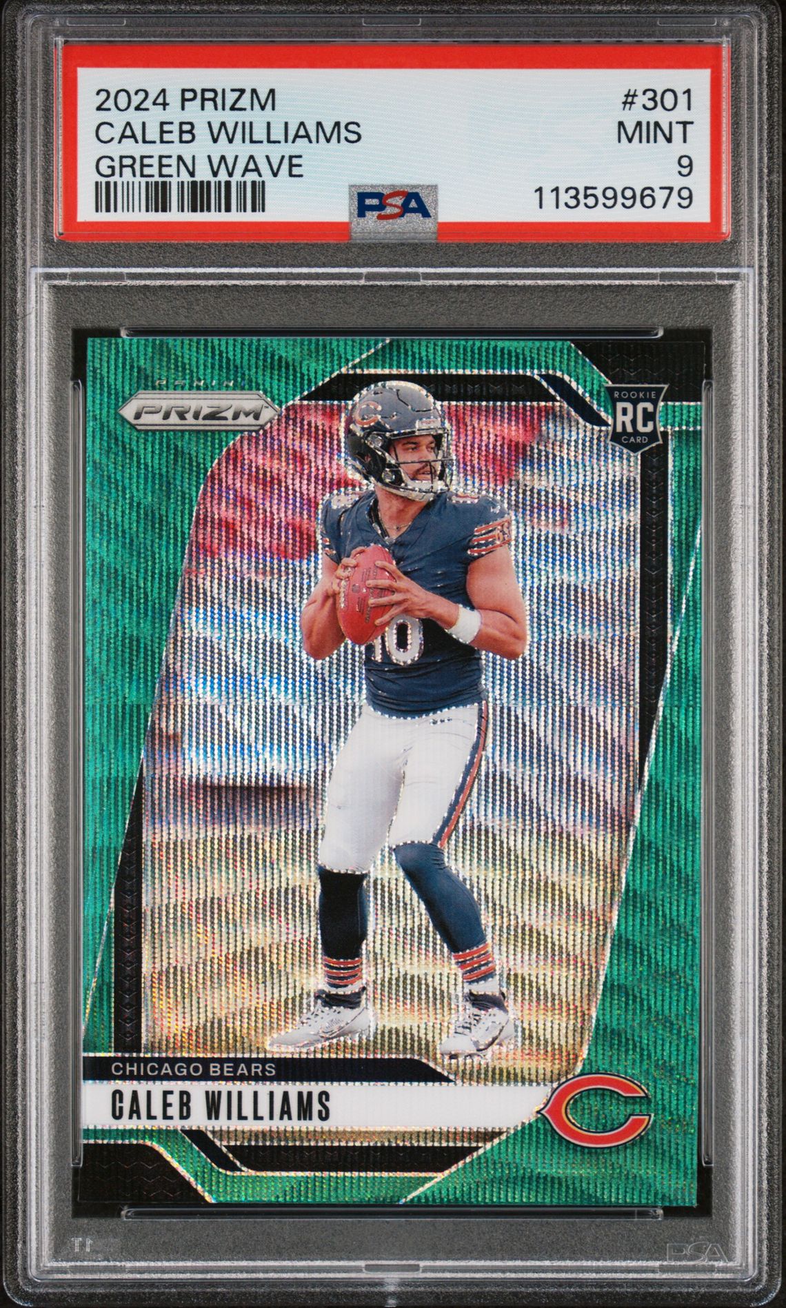 2024 Panini Prizm Caleb Williams #301 (Green Wave) Mint 9 front