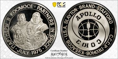 1975-FM Medal Apollo-Soyuz Ag PR69DCAM