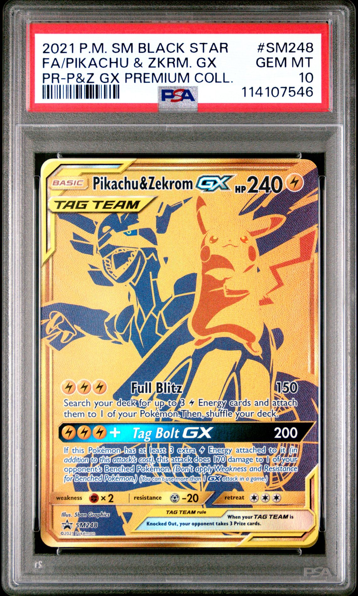 2021 Pokemon POKEMON SM BLACK STAR PROMO PR-P&Z GX PREMIUM COLL. #SM248 Fa/Pikachu & Zkrm. Gx front