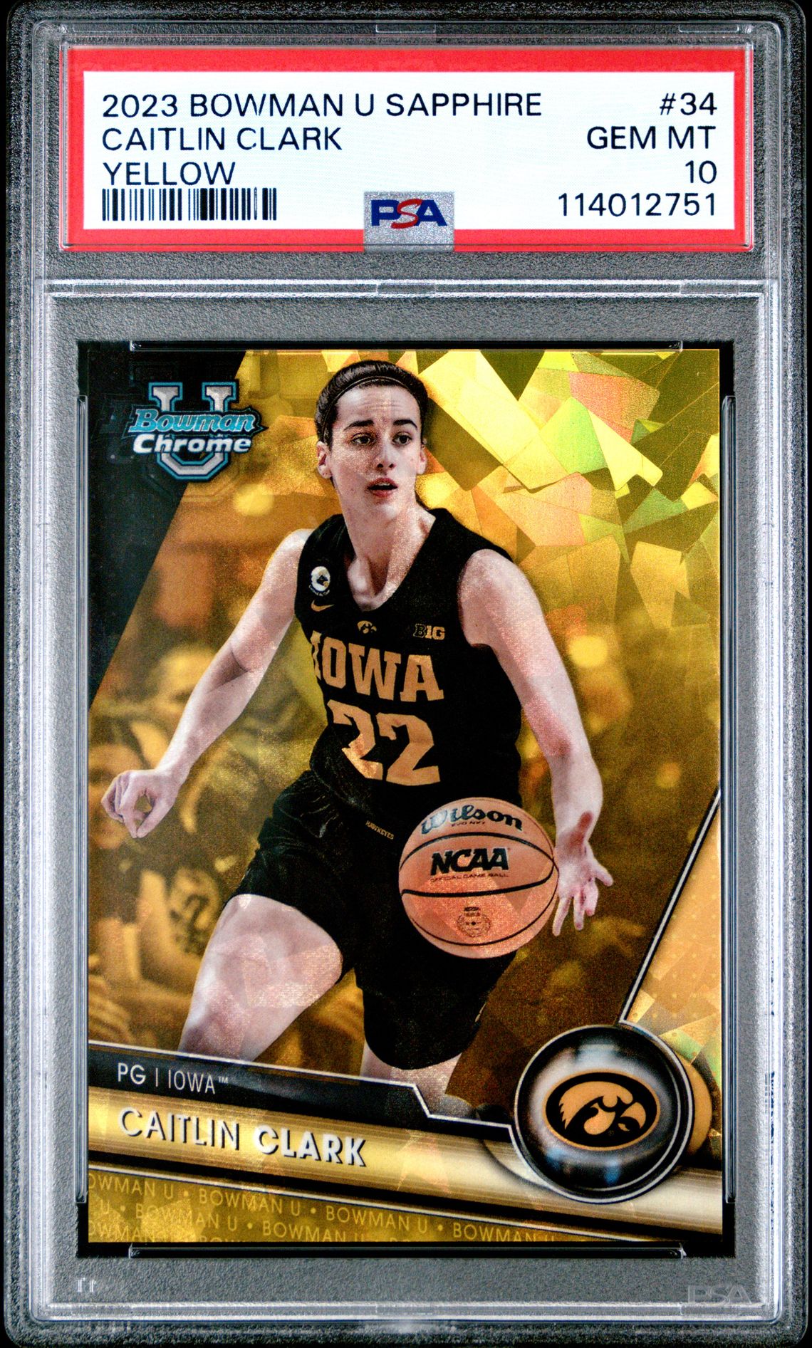 2023 Bowman Bowman University Chrome Sapphire #34 Caitlin Clark front