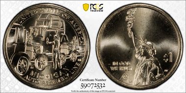 2025-P $1 American Innovation MI Auto Assembly Line Pos. A First Strike MS67