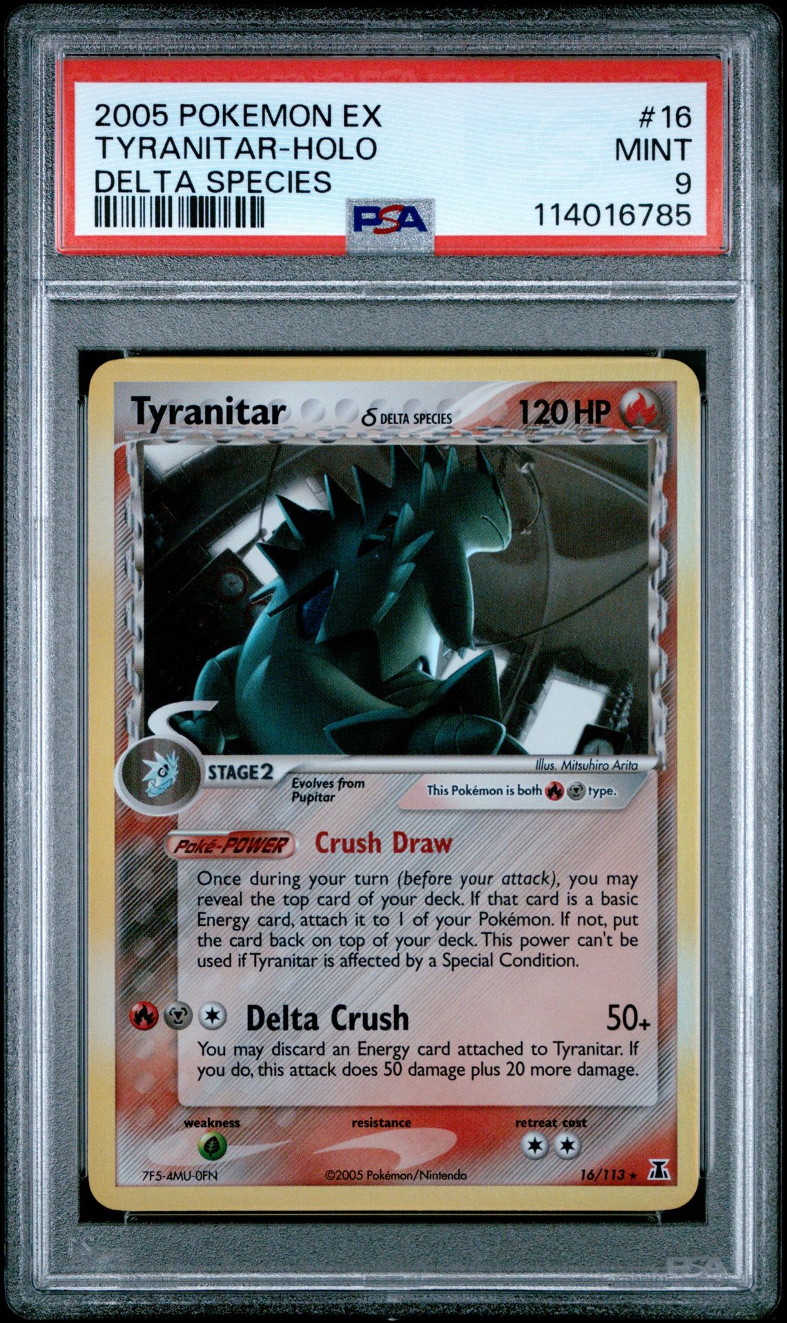 2005 Pokemon POKEMON EX DELTA SPECIES #16 Tyranitar-Holo front