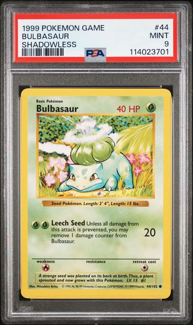 1999 Pokemon POKEMON GAME SHADOWLESS #44 Bulbasaur front