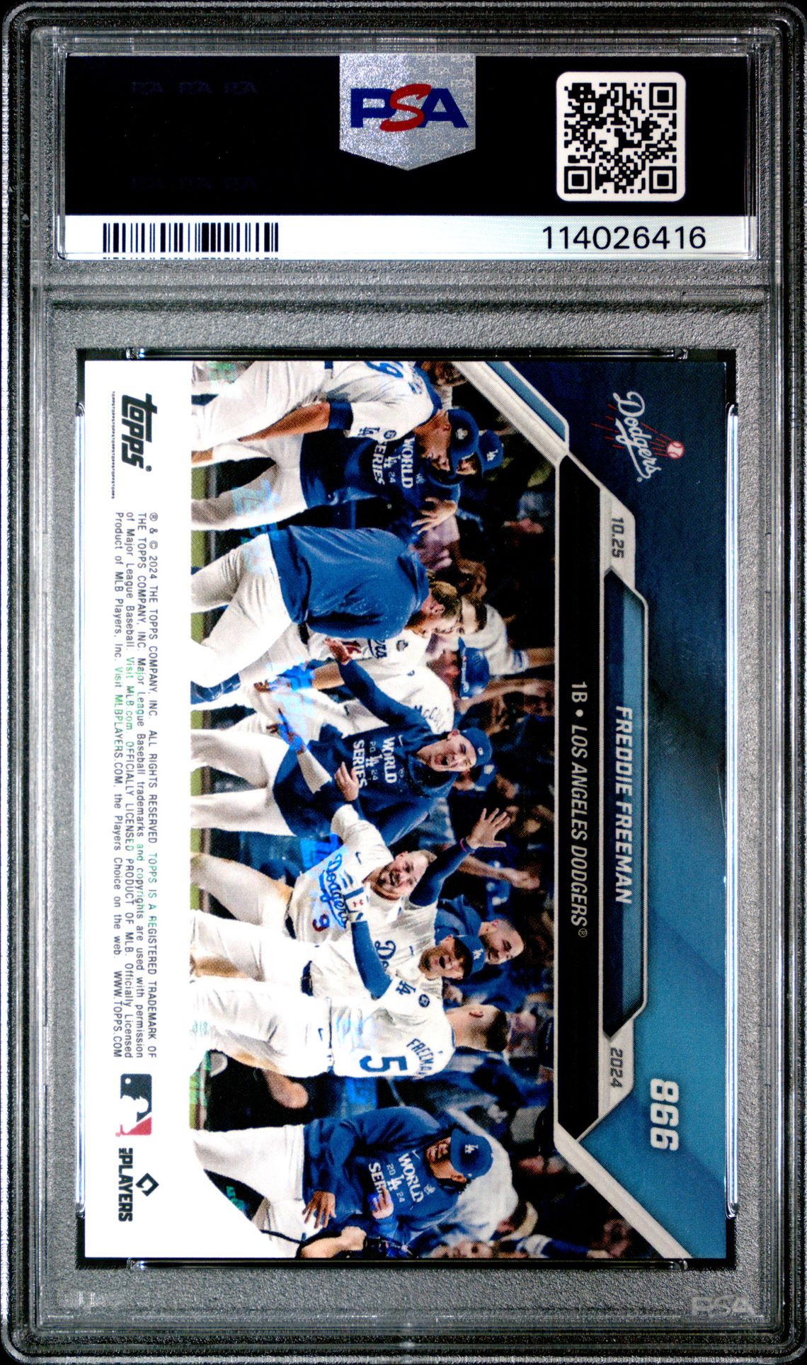 2024 Topps Now Freddie Freeman #866 Gem Mt 10 back