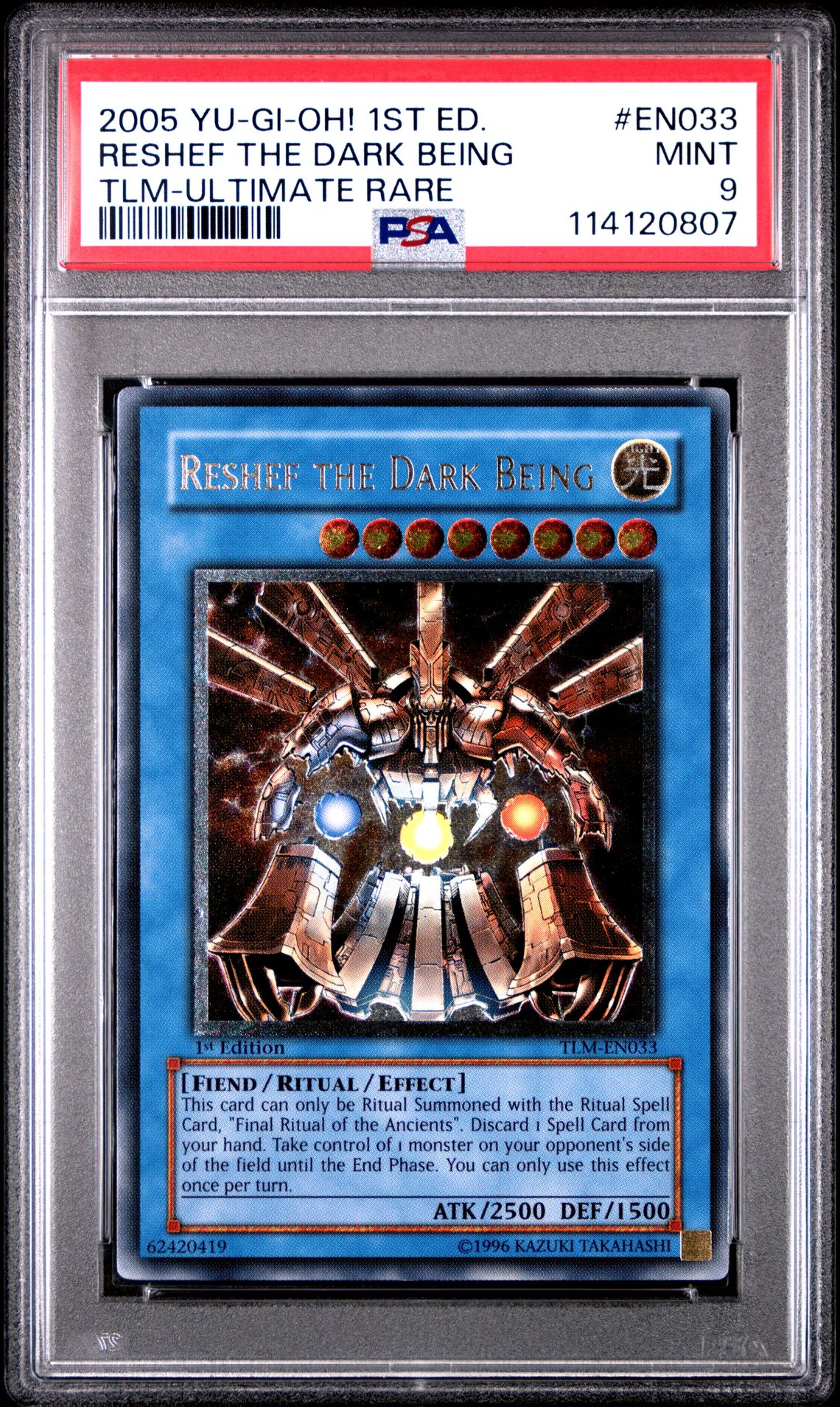 2005 Yu-Gi-Oh! YU-GI-OH! TLM-THE LOST MILLENNIUM ULTIMATE RARE #EN033 Reshef The Dark Being front