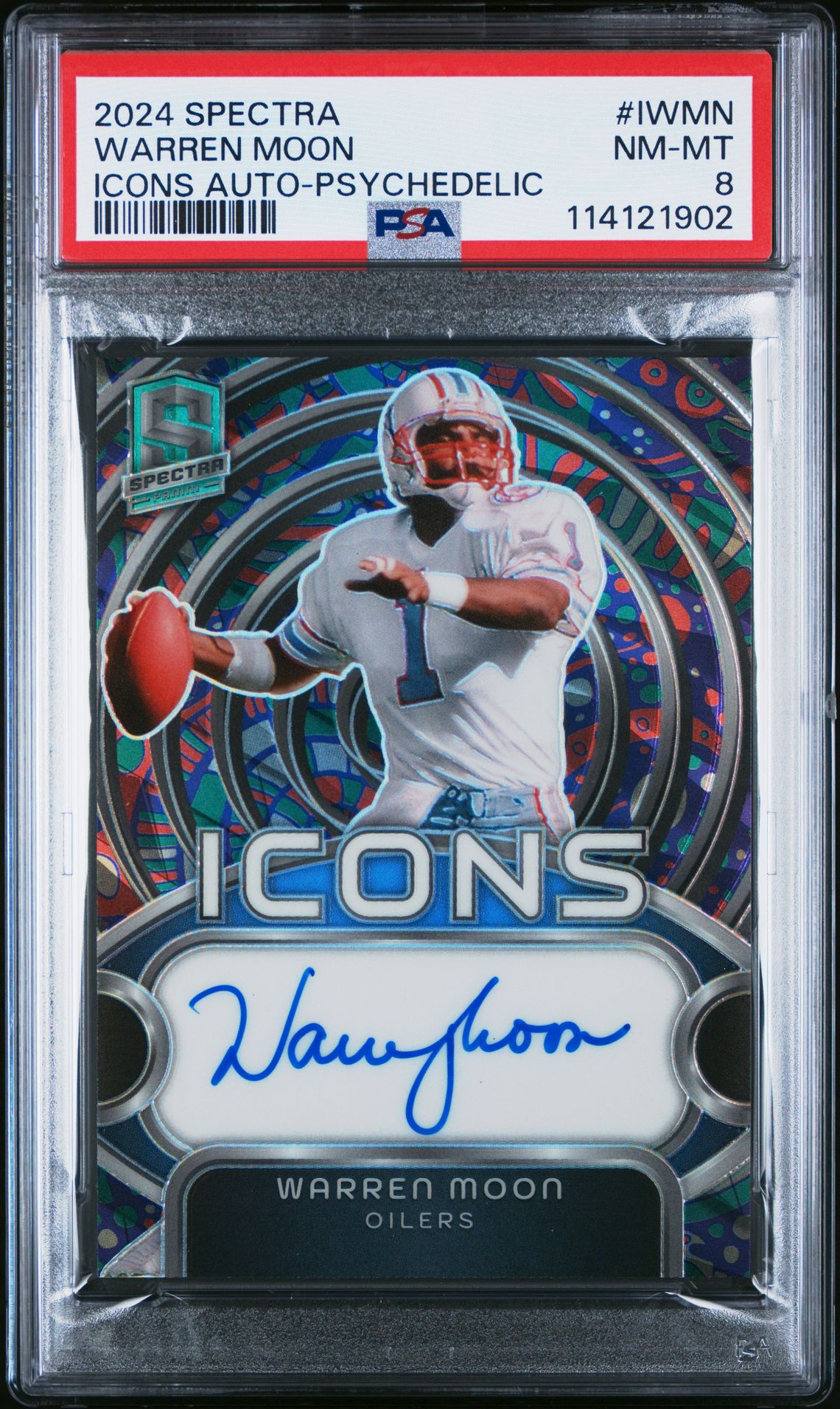 2024 Panini PANINI SPECTRA ICONS AUTOGRAPHS PSYCHEDELIC #IWMN Warren Moon front