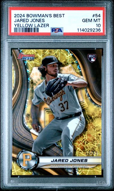 2024 Bowman Bowman's Best Yellow #54 Jared Jones Lazer front