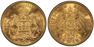 1913-J 20 Mk J-212  Au MS65