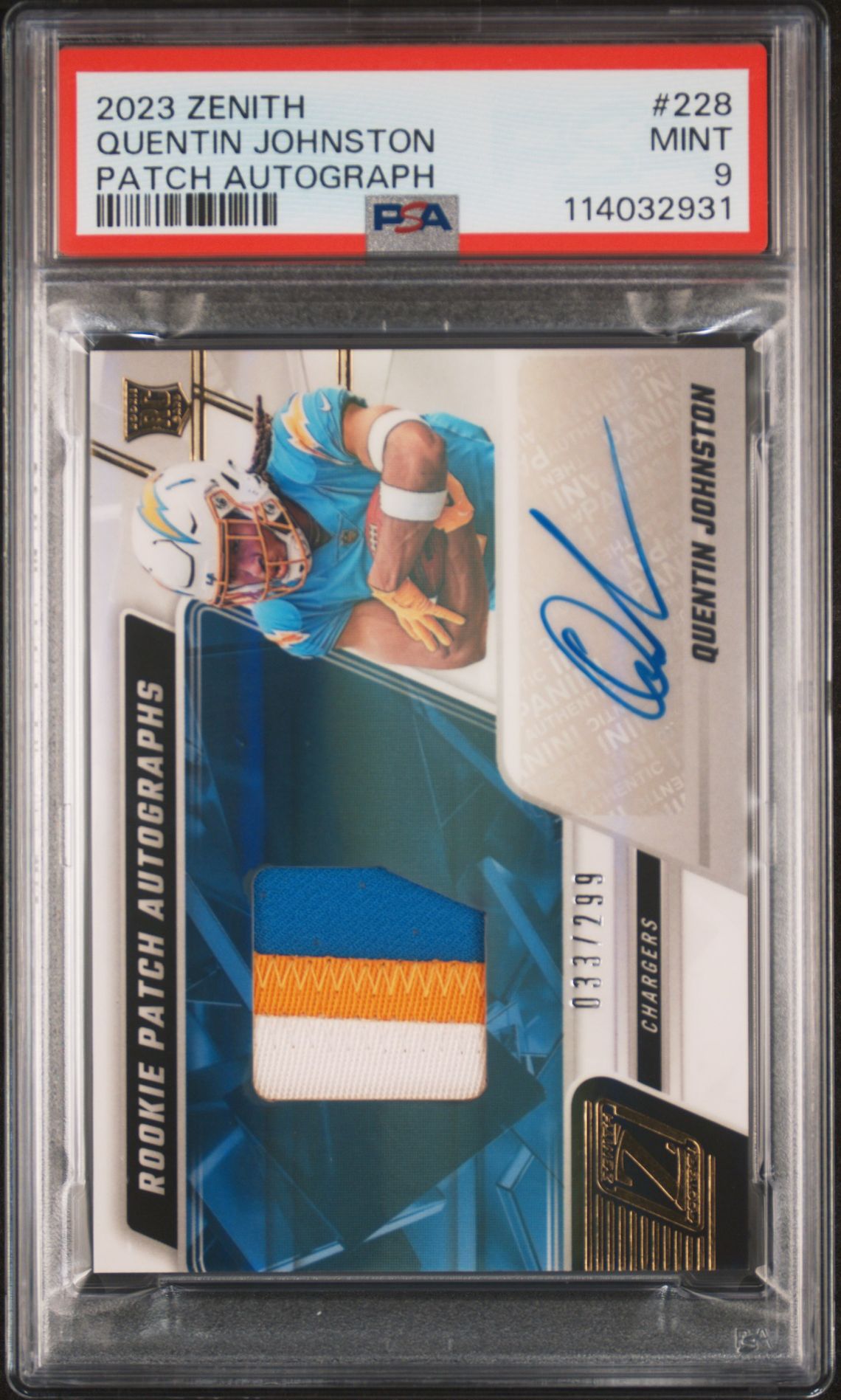 2023 Panini PANINI ZENITH PATCH AUTOGRAPH #228 Quentin Johnston front