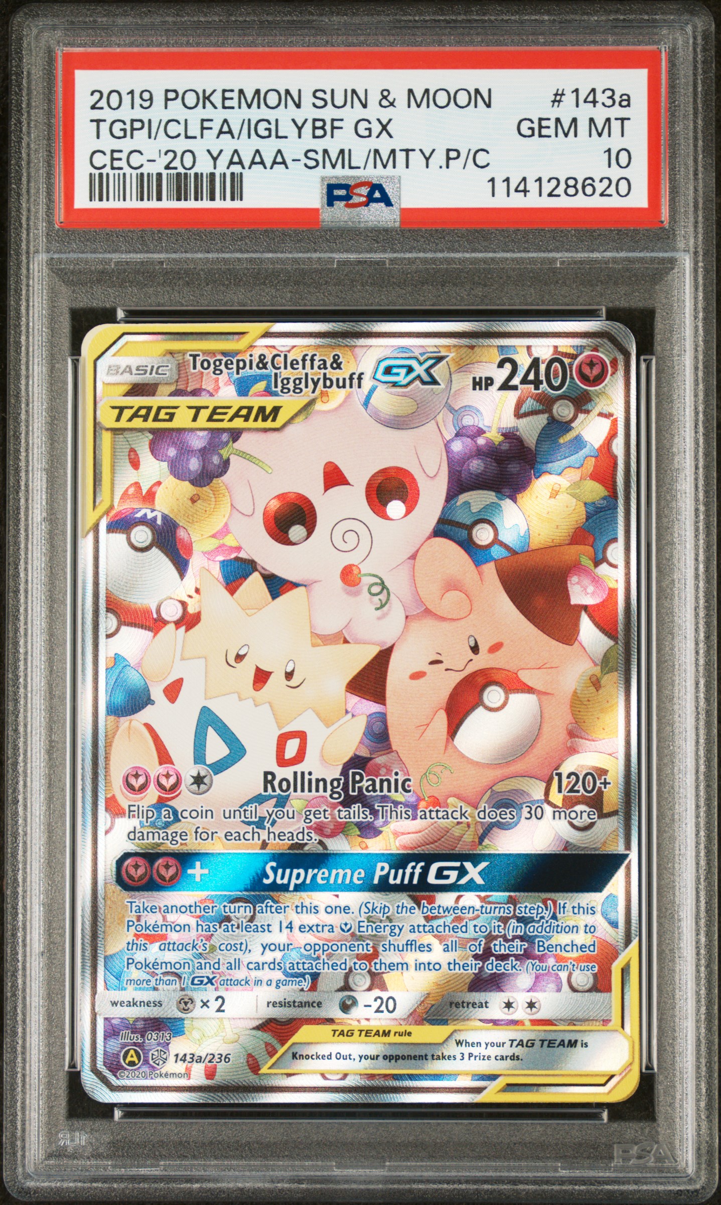 2019 #143a Togepi & Cleffa & Igglybuff GX PSA 10 Sun & Moon Cosmic Eclipse