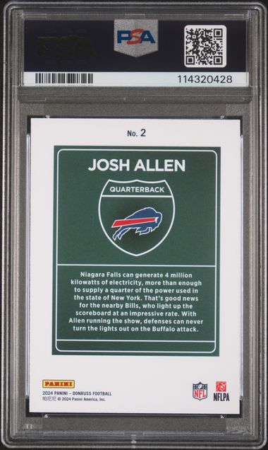 2024 Panini Donruss Downtown! Josh Allen #2 (Downtown!) Gem Mt 10 back