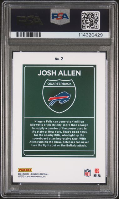 2024 Panini Donruss Downtown! Josh Allen #2 (Downtown!) Mint 9 back