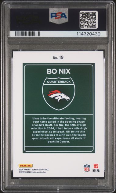 2024 Panini Donruss Downtown! Bo Nix #19 Mint 9 back