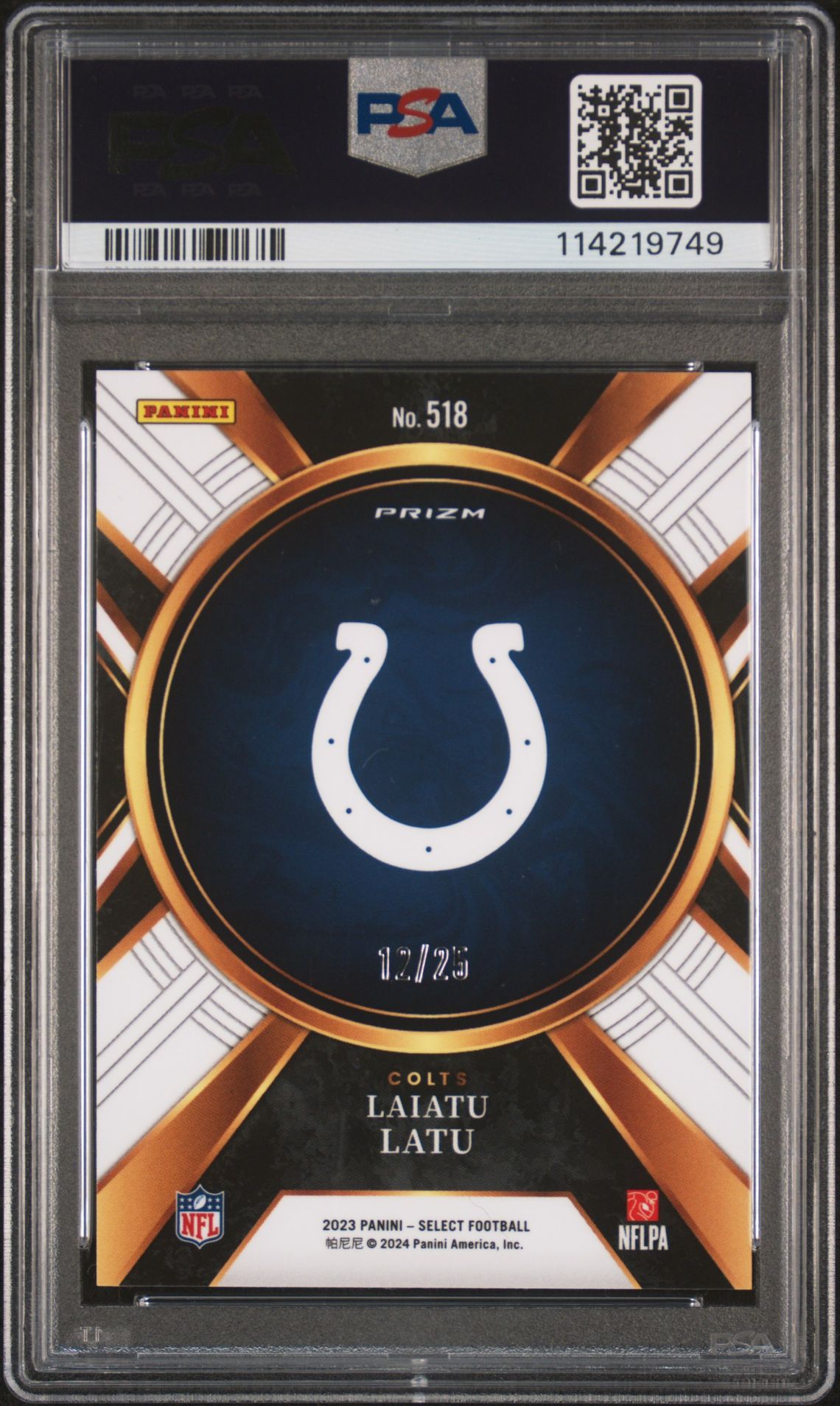 2023 Panini Select Laiatu Latu #518 (Tie-Dye Prizm) Mint 9 back