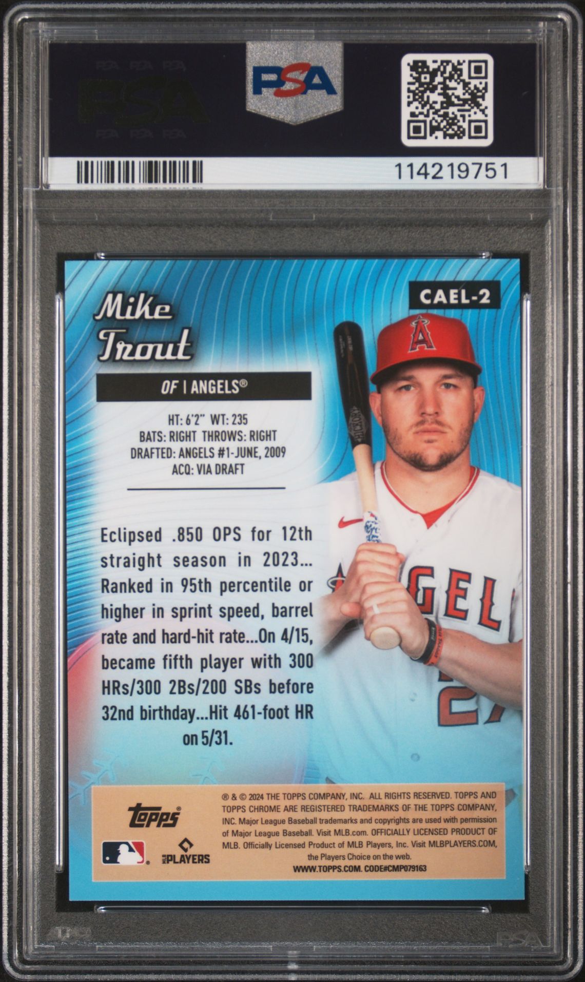 2024 Topps Chrome Logofractor Edition Chrome All Etch Mike Trout #Cael2 (All Etch-Green Refractor) Mint 9 back