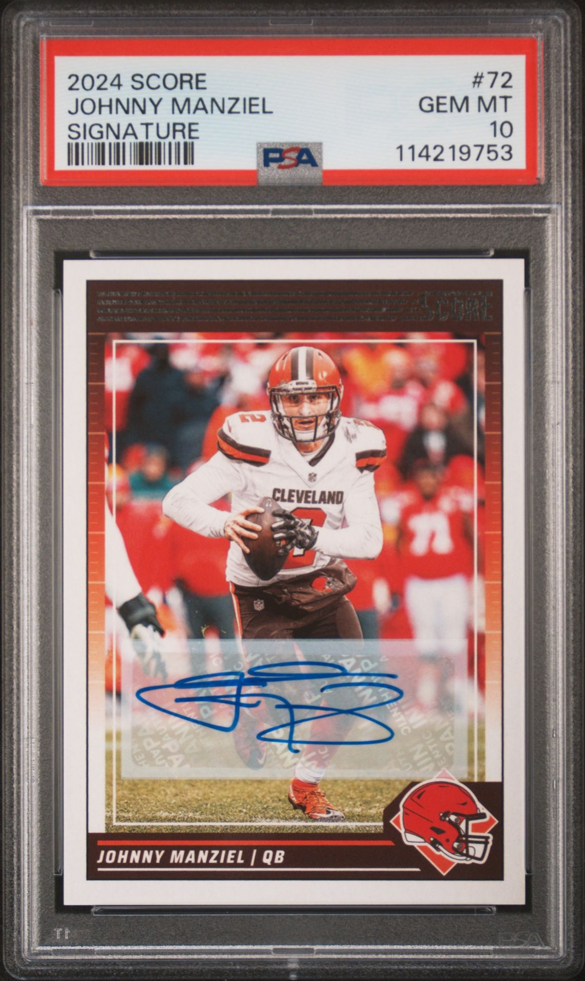 2024 Panini Score Johnny Manziel #72 (Signature) Gem Mt 10 front