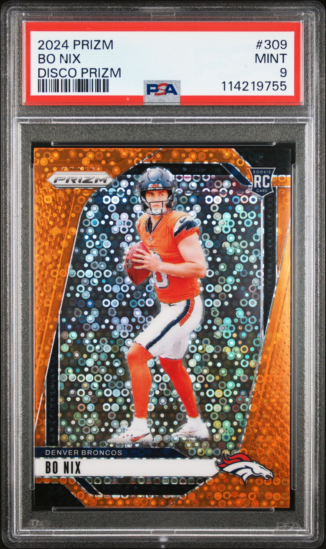 2024 Panini Prizm Bo Nix #309 (Disco Prizm) Mint 9 front