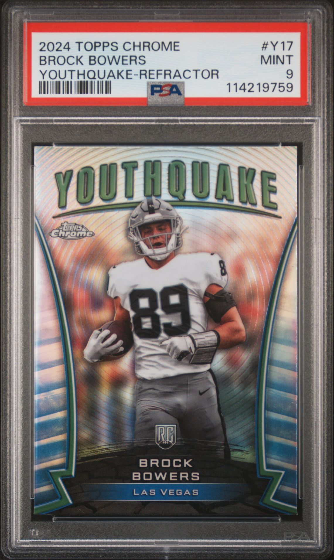 2024 Topps Chrome Youthquake Brock Bowers #Y17 (Youthquake-Refractor) Mint 9 front