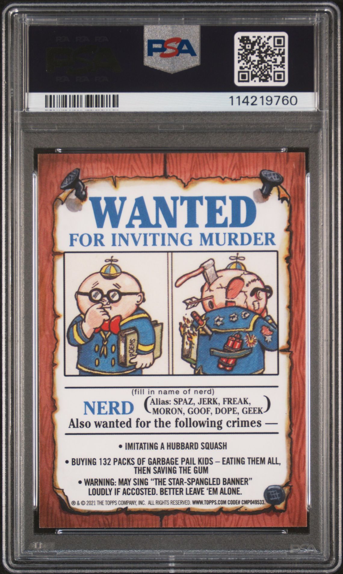 2021 Garbage Pail Kids Chrome Sloshed Josh #128A (Atomic Refractor) Gem Mt 10 back