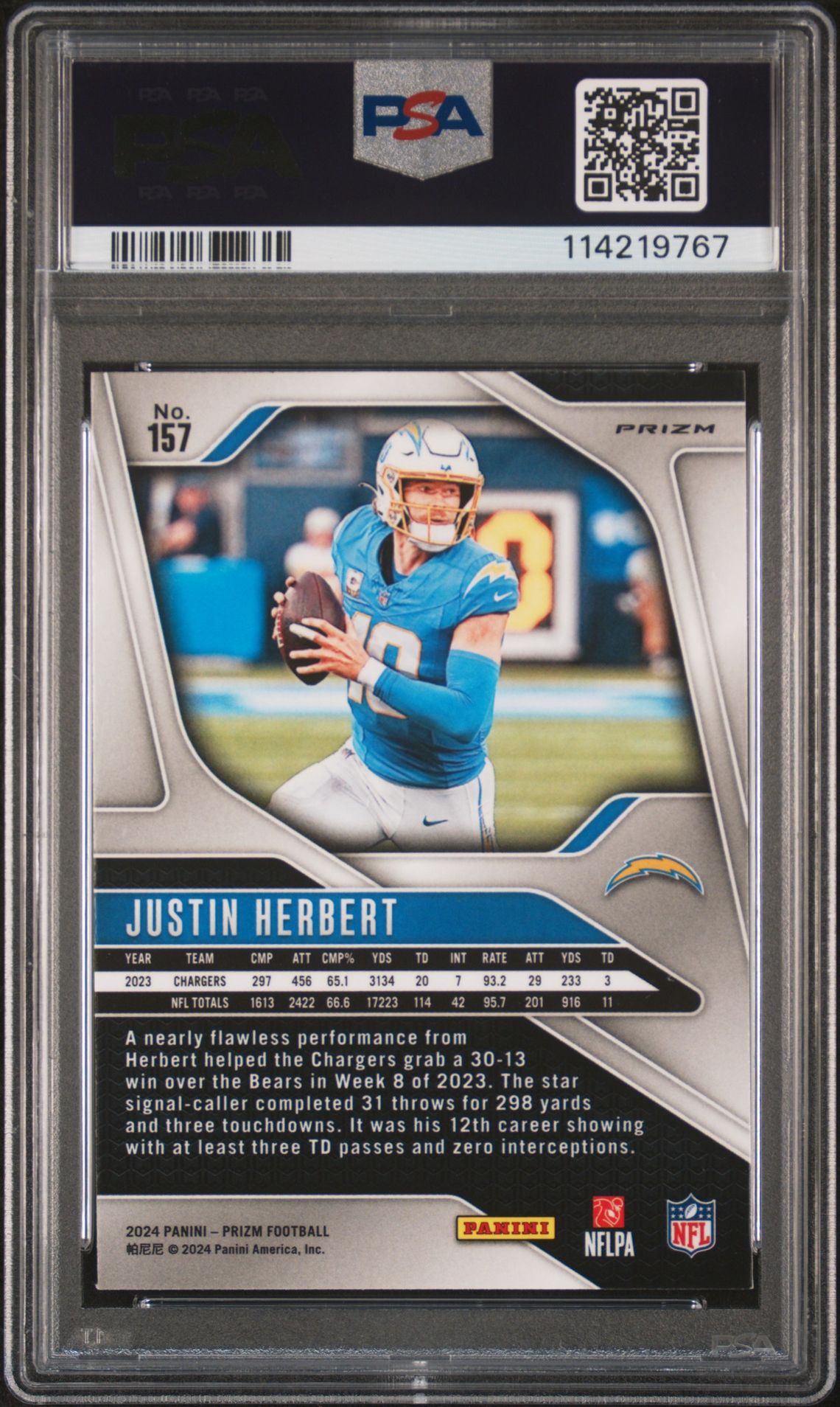 2024 Panini Prizm Justin Herbert #157 (Disco Prizm) Mint 9 back