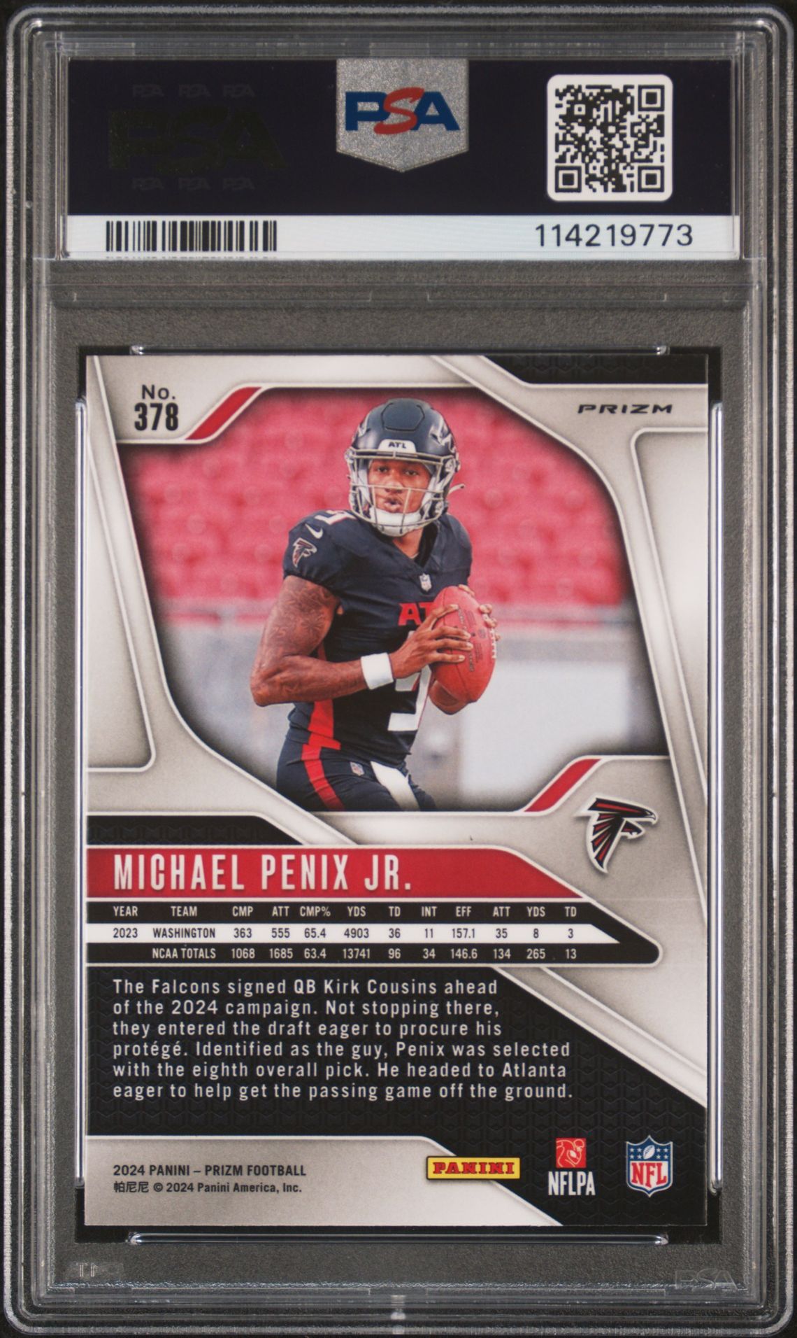 2024 Panini Prizm Michael Penix Jr. #378 (Disco Prizm) Mint 9 back