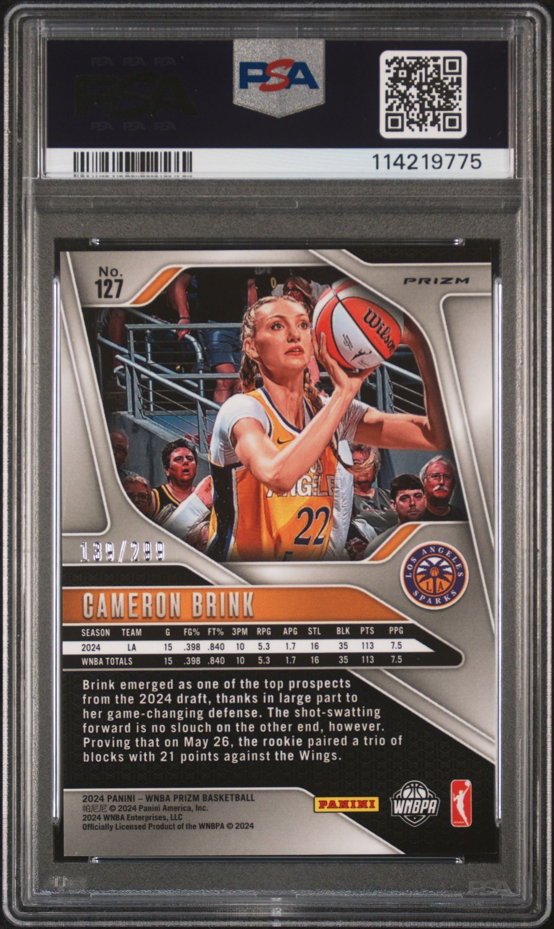 2024 Panini Prizm Wnba Cameron Brink #127 (Red Pulsar) Nm-Mt 8 back