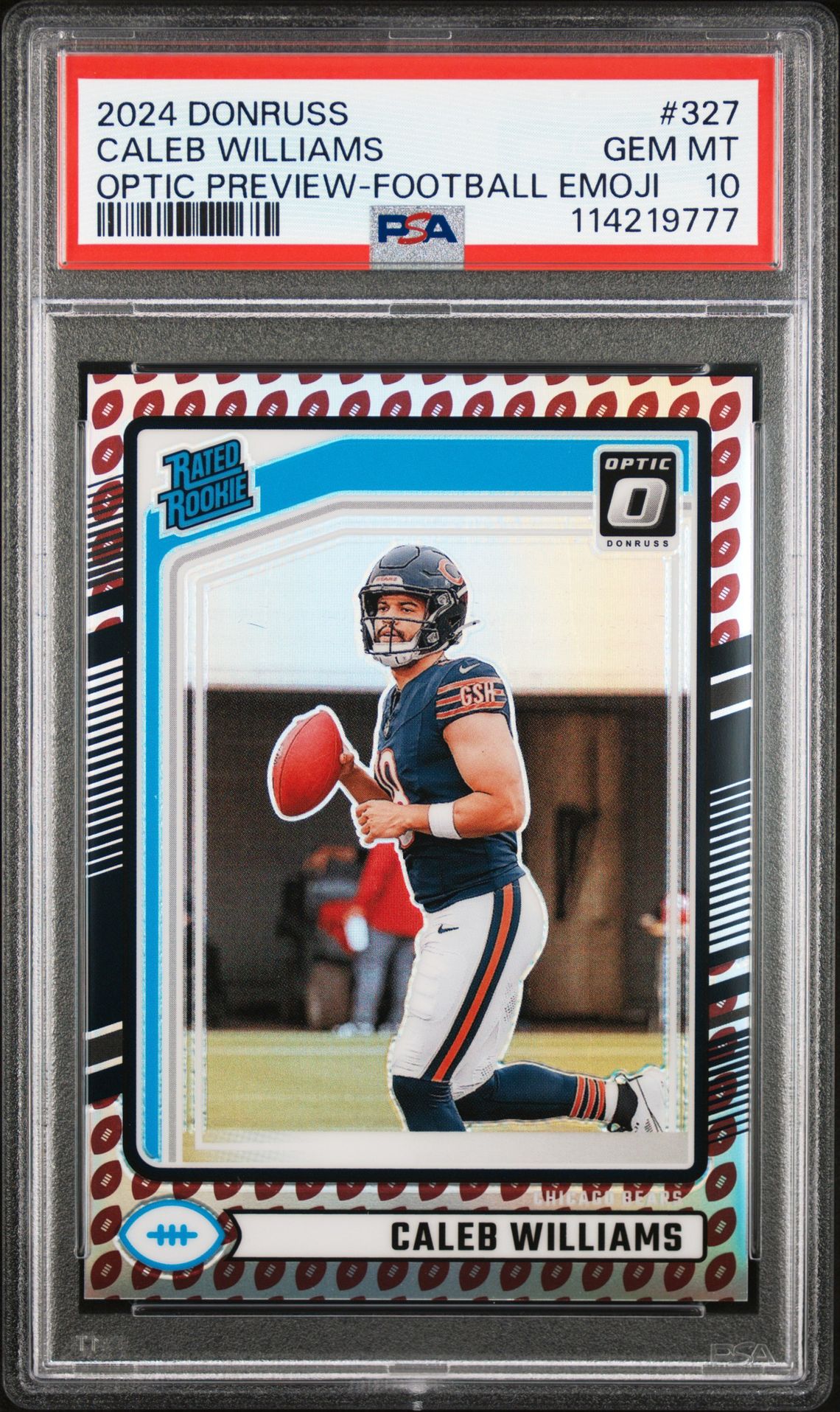 2024 Panini Donruss Caleb Williams #327 (Optic Preview-Football Emoji) Gem Mt 10 front