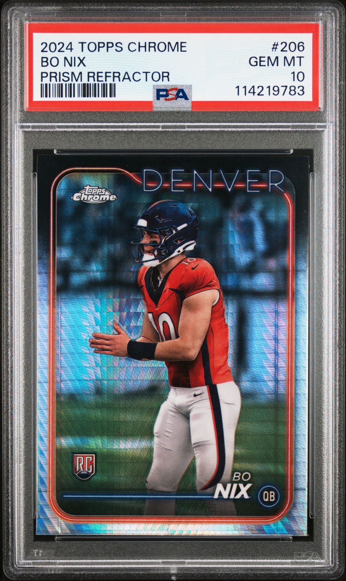 2024 Topps Chrome Bo Nix #206 (Prism Refractor) Gem Mt 10 front