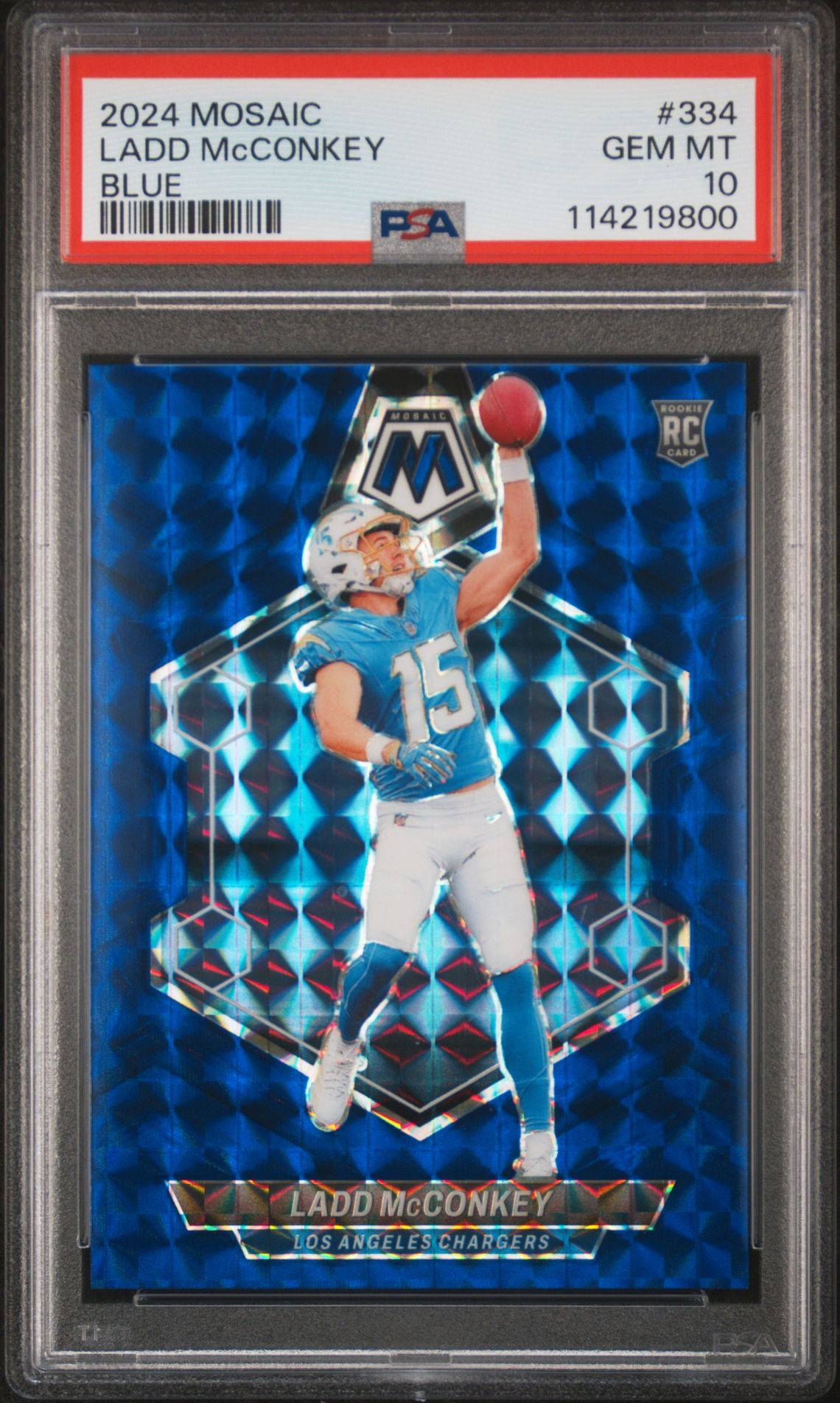 2024 Panini Mosaic Ladd Mcconkey #334 (Blue) Gem Mt 10 front