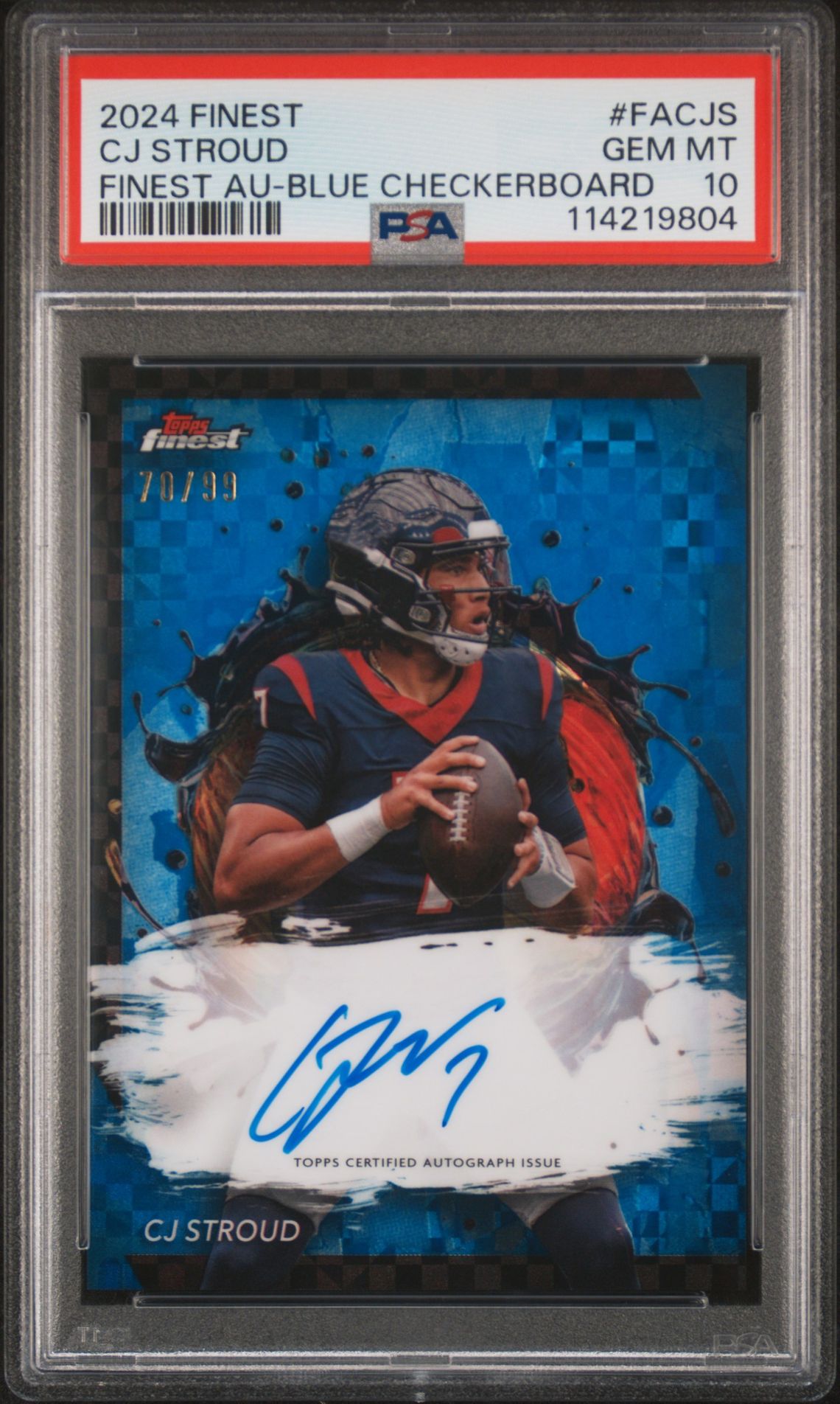 2024 Topps Finest Finest Autographs Cj Stroud #Facjs (Finest Au-Blue Checkerboard) Gem Mt 10 front