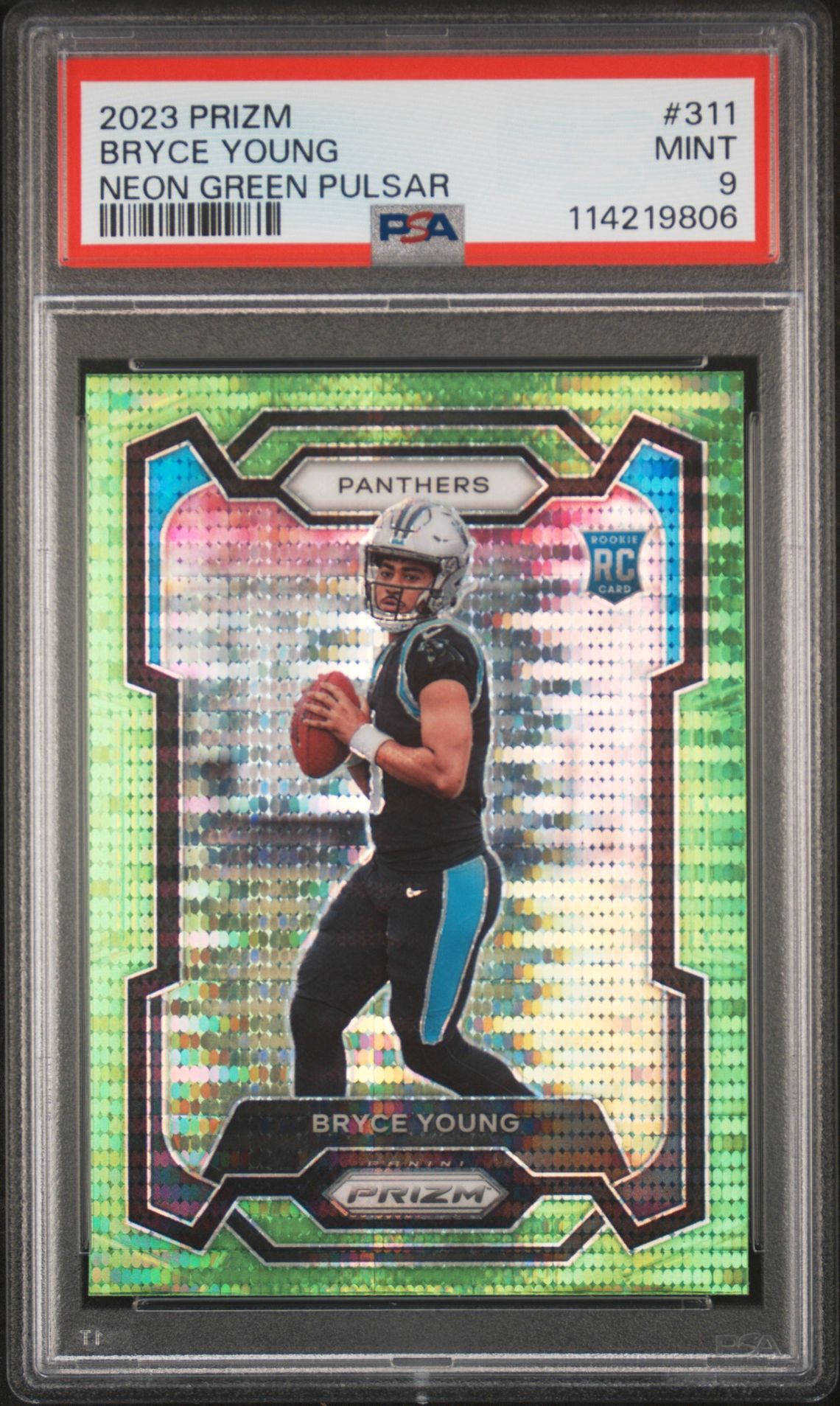 2023 Panini Prizm Bryce Young #311 (Neon Green Pulsar) Mint 9 front