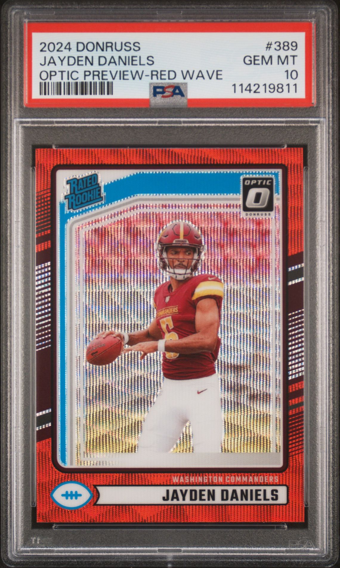 2024 Panini Donruss Jayden Daniels #389 (Optic Preview-Red Wave) Gem Mt 10 front