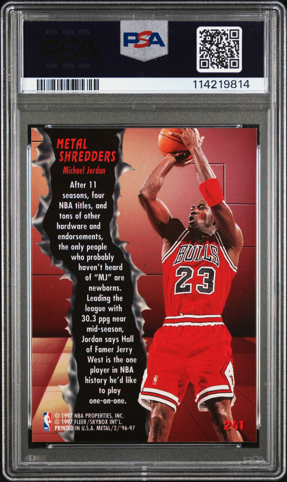 1996 Metal Michael Jordan #241 Nm-Mt 8 back