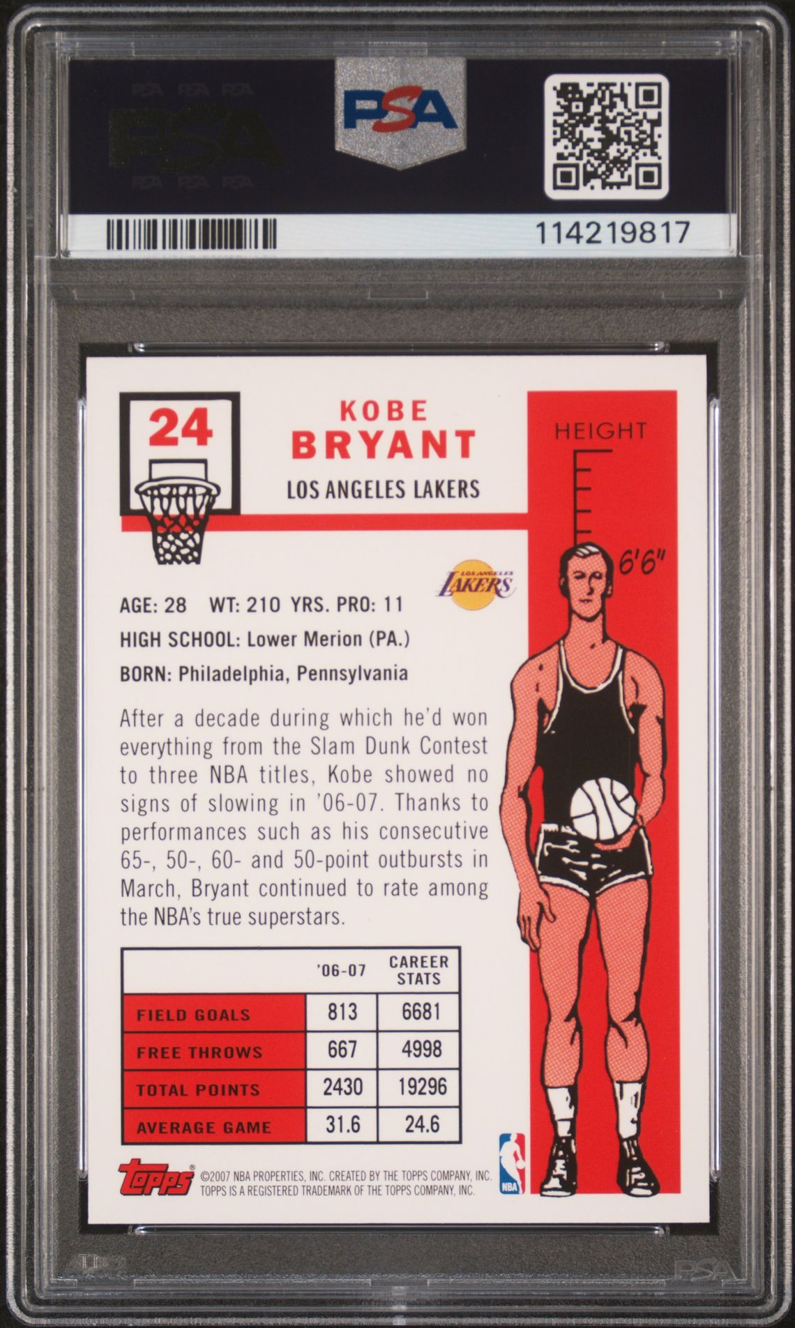 2007 Topps Kobe Bryant #24 (1957-58 Variation) Nm-Mt 8 back