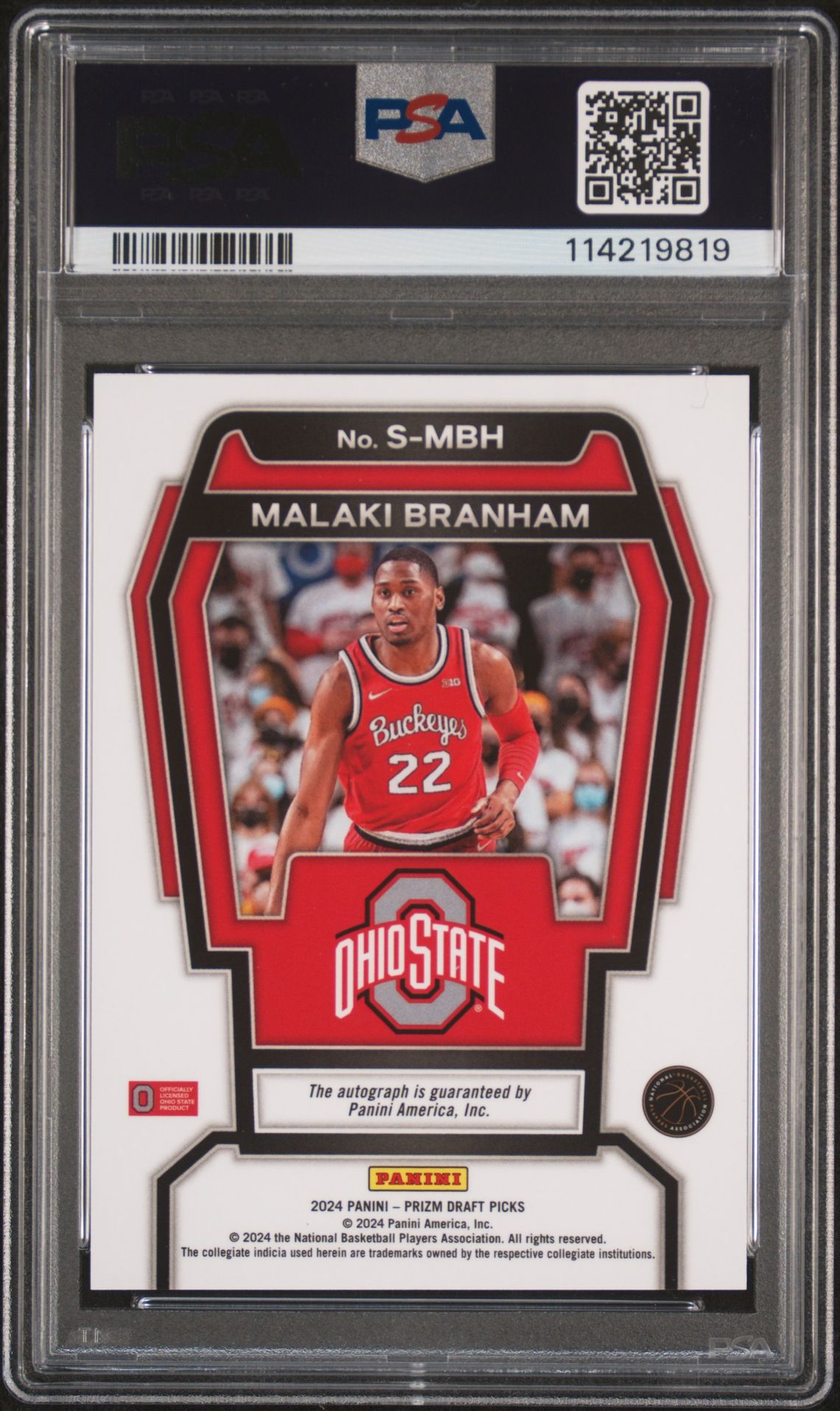 2024 Panini Prizm Draft Picks Signatures Malaki Branham #Smbh Mint 9 back