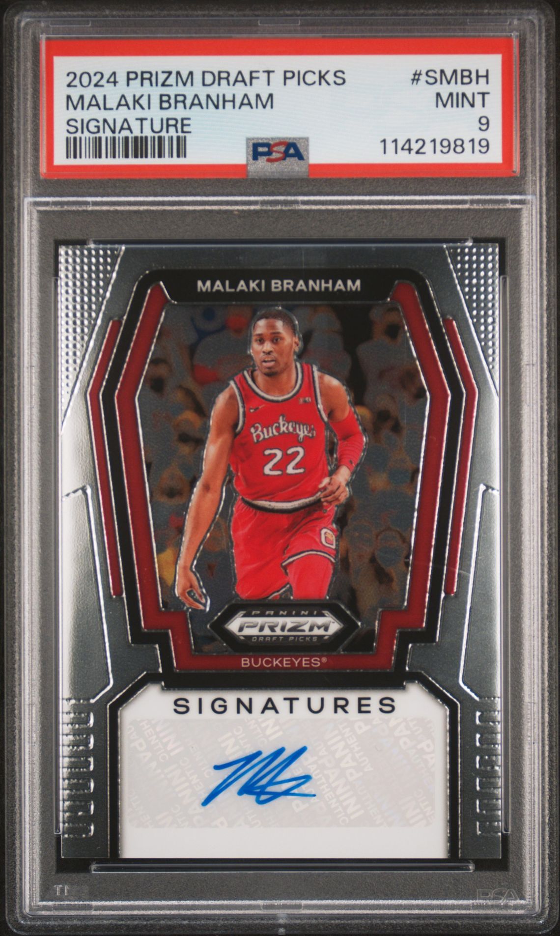 2024 Panini Prizm Draft Picks Signatures Malaki Branham #Smbh Mint 9 front