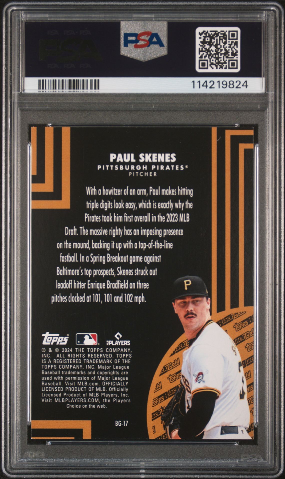 2024 Topps Update Topps Black Gold Paul Skenes #Bg17 Mint 9 back