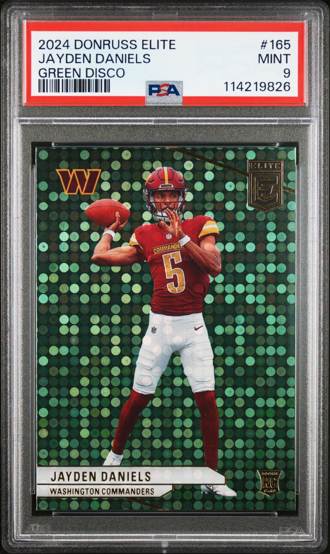 2024 Panini Donruss Elite Jayden Daniels #165 (Green Disco) Mint 9 front